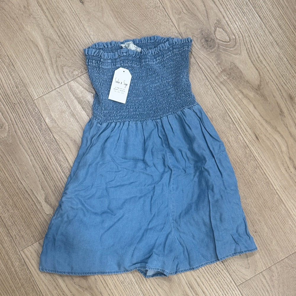 Sadie & Sage Blue Smocked Romper